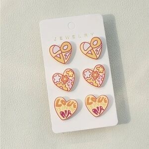 Acrylic Yellow Heart Stud Earrings